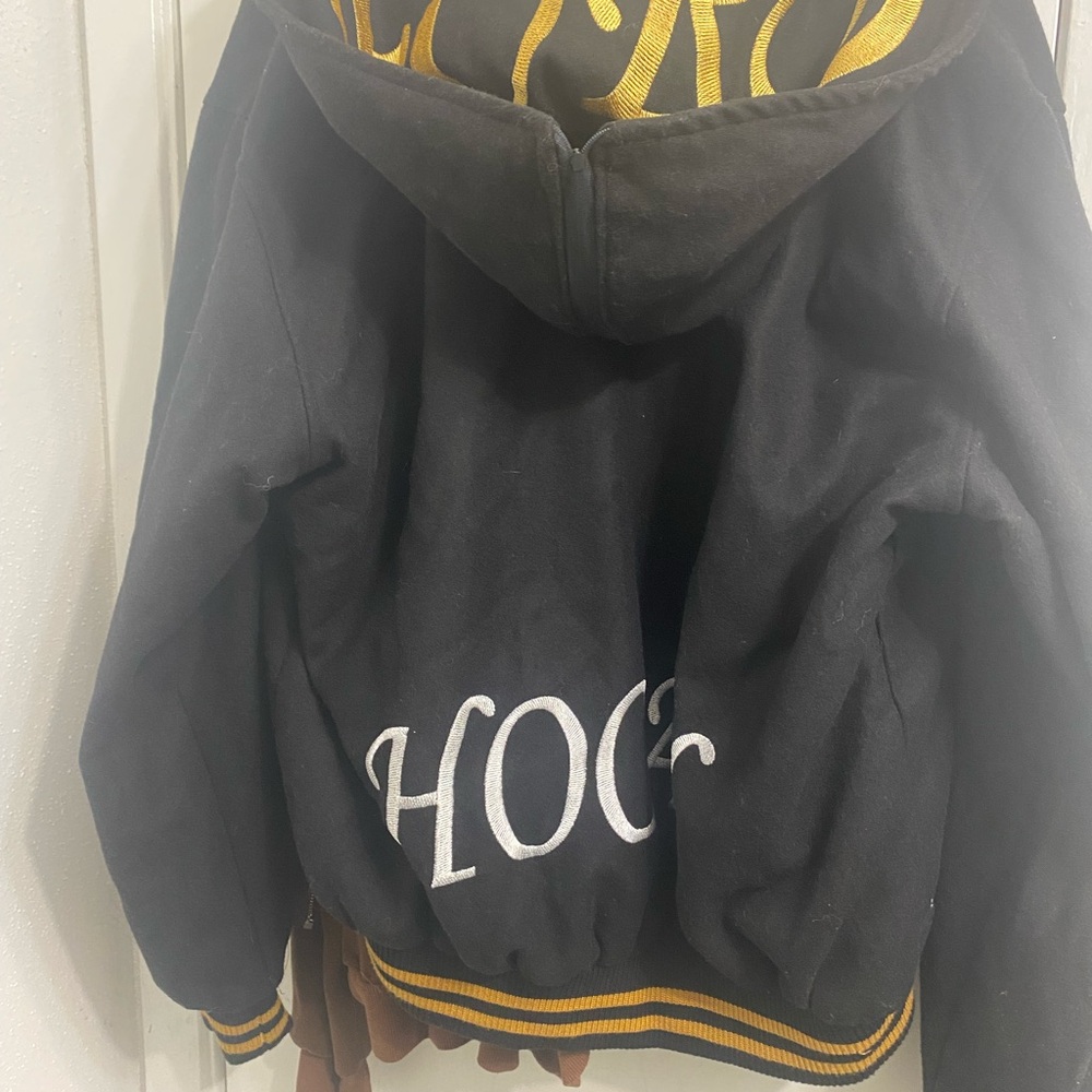 Black and Gold Hoodie with Embroidered Design